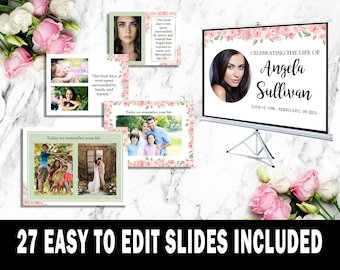 Funeral Slideshow Template. Funeral PowerPoint Template. Celebration of Life Decorations. Memorial Slideshow Template. Obituary.
