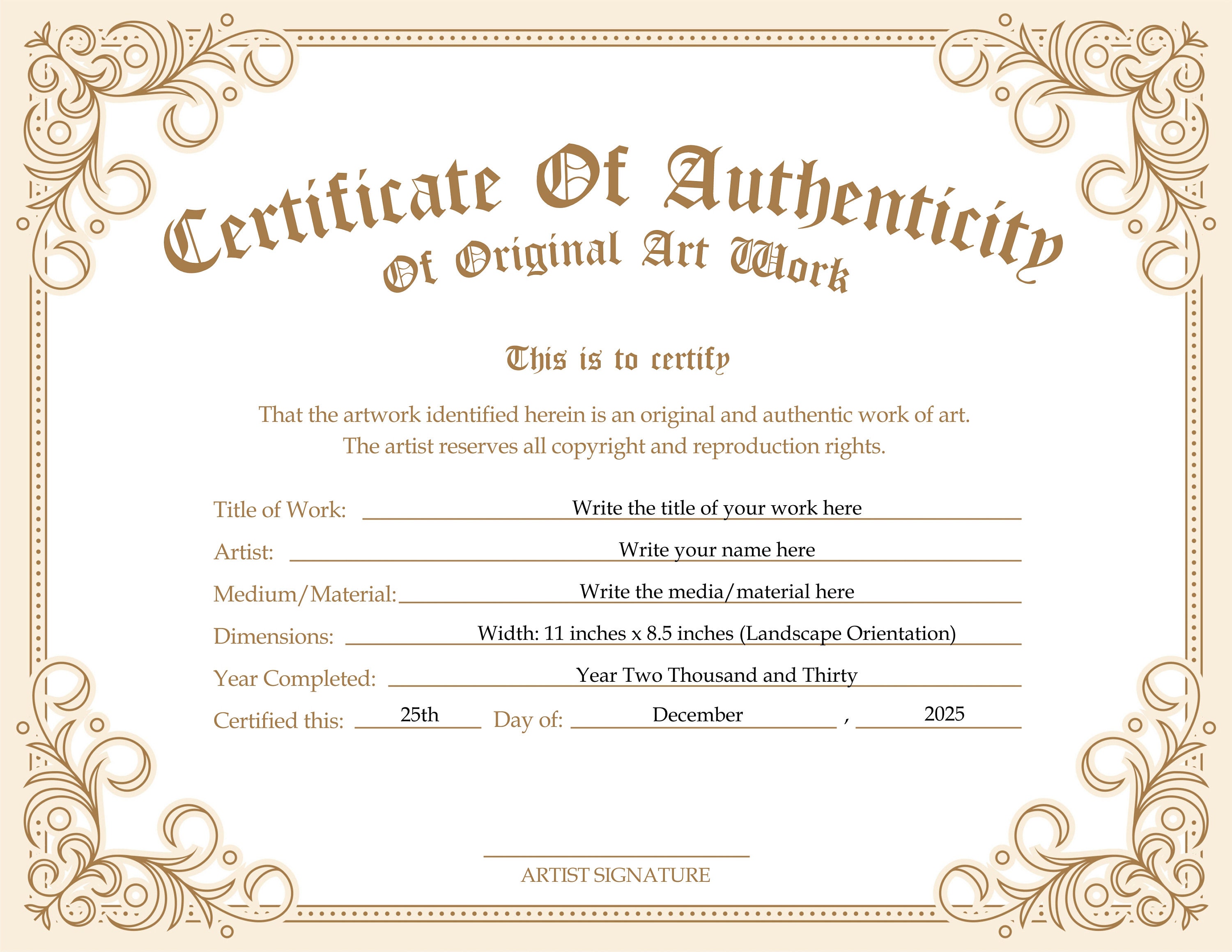 Certificate Authenticity Form - Fill Online, Printable, Fillable