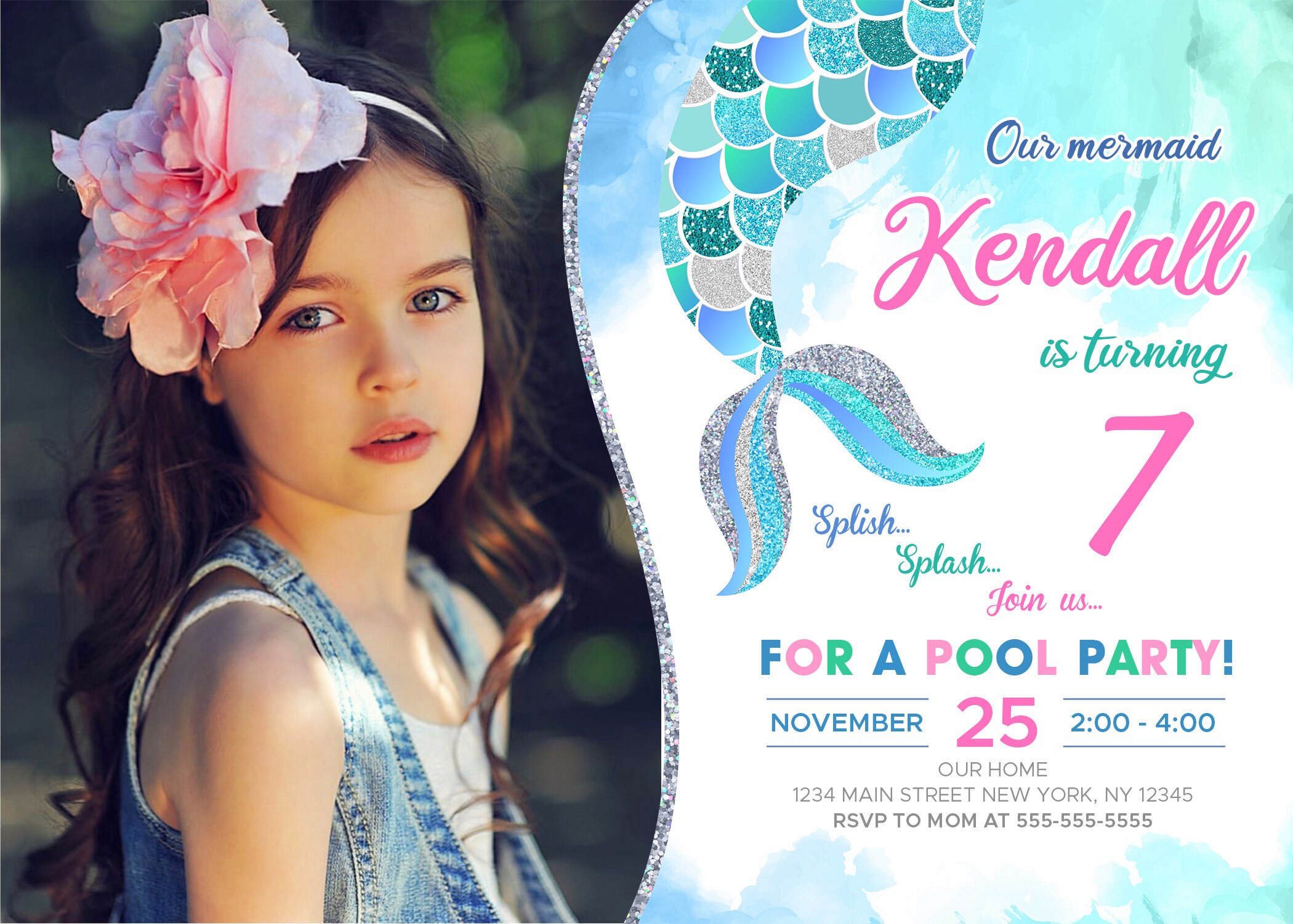 Editable Mermaid Invitation. Mermaid Birthday Invitation With Etsy