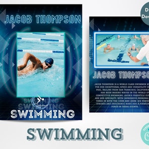 Splash Champion: Schwimmen Sammelkartenvorlage | Bearbeitbar mit Corjl