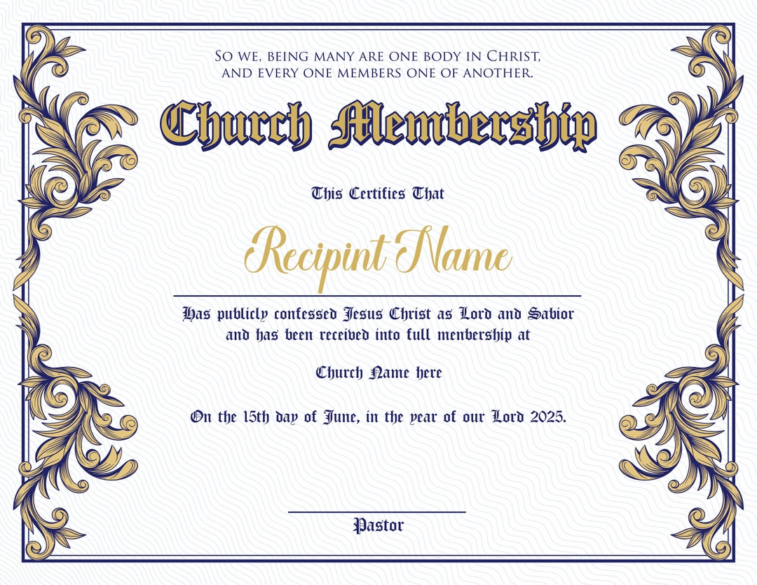 Editable Church Membership Certificate Template Printable Certificate editable-church-membership-certificate-template-printable-certificate