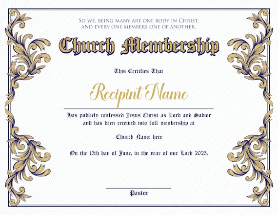 Plantilla editable de Certificado de Membresía de la Iglesia. - Etsy México Plantilla editable de Certificado de Membresía de la Iglesia. - Etsy México