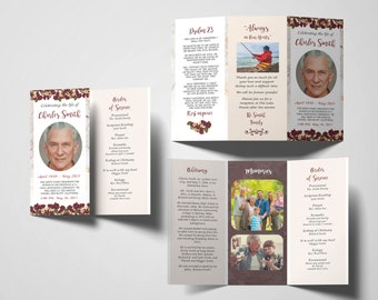 Trifold Funeral Program Template | Obituary Template | Celebration of Life | Memorial Programs | Memorial Service