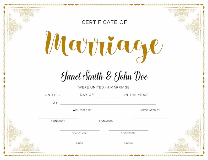 Editable Marriage Certificate. Editable Printable Wedding Certificate Template. Elegant Certificate of Marriage. image 1