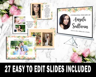 Funeral Slideshow Template. Funeral PowerPoint Template. Celebration of Life Decorations. Memorial Slideshow Template. Obituary.