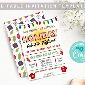 Holiday Party Invitation - Christmas Party Invite - Instant Download Editable Printable Christmas Party Invitation