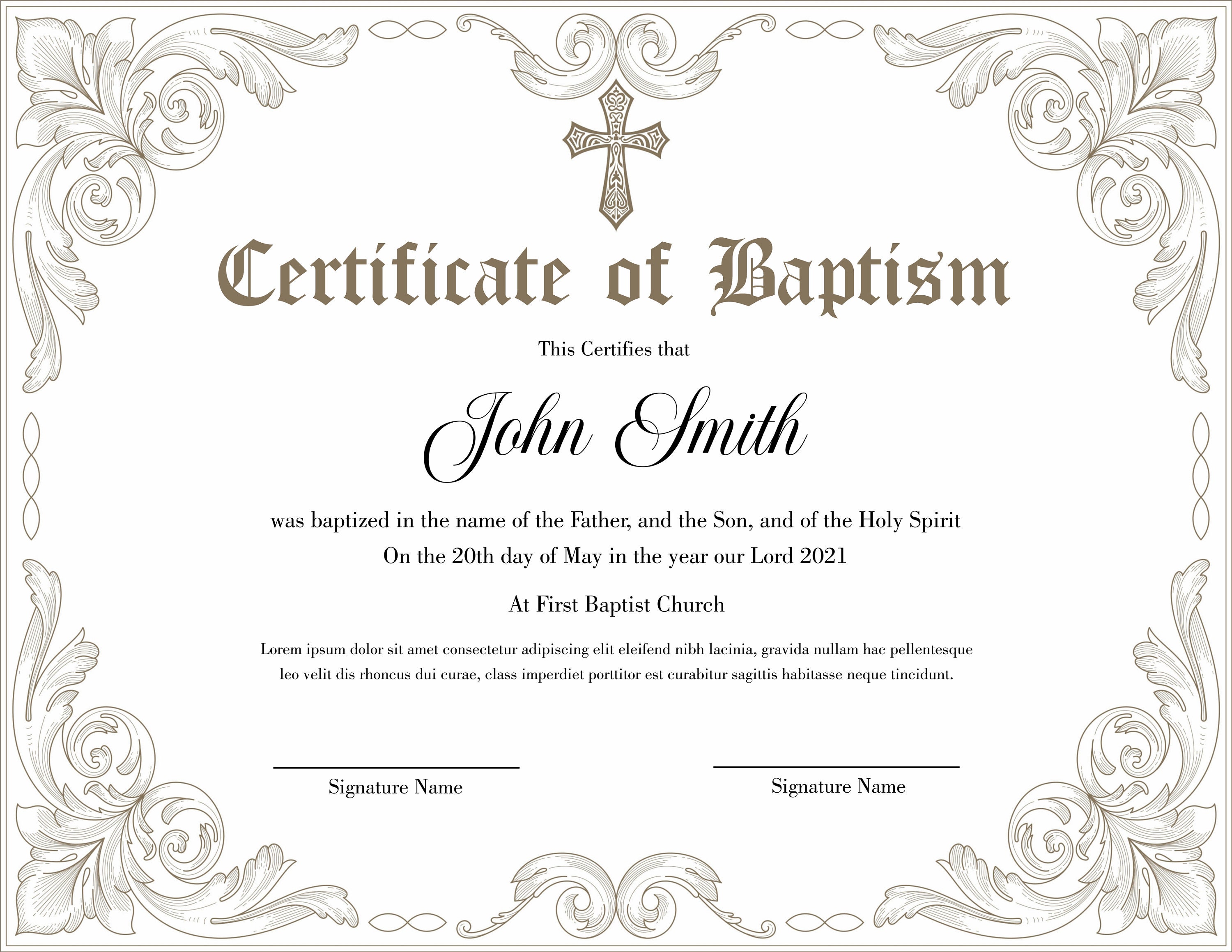 Editable Baptism Certificate Template. Printable Certificate Etsy Finland