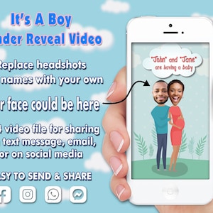 Custom Gender Reveal Video With Your Face & Names.  It&#39;s A Boy Gender Reveal Video.