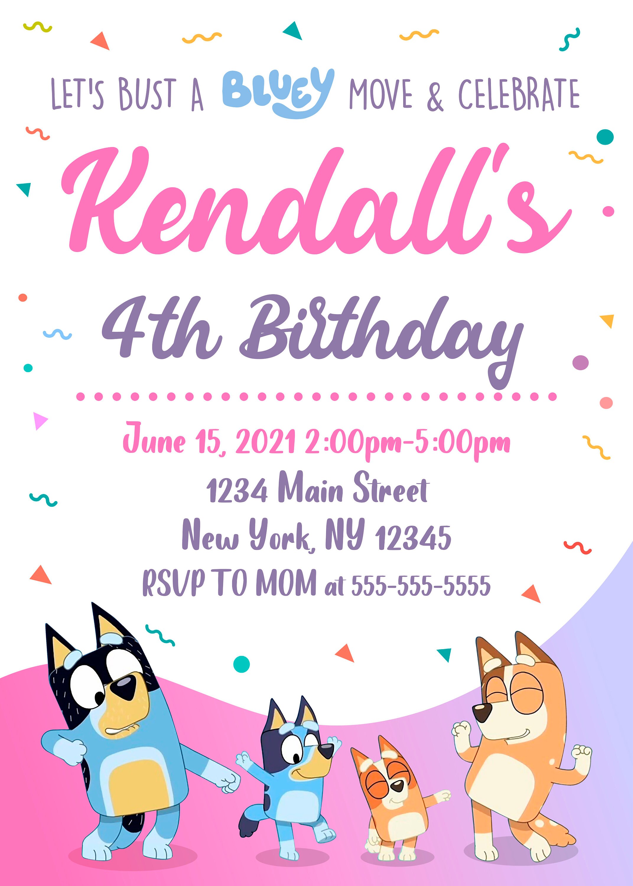 Bluey Birthday Invitation Bluey Family Birthday Party Bluey Etsy