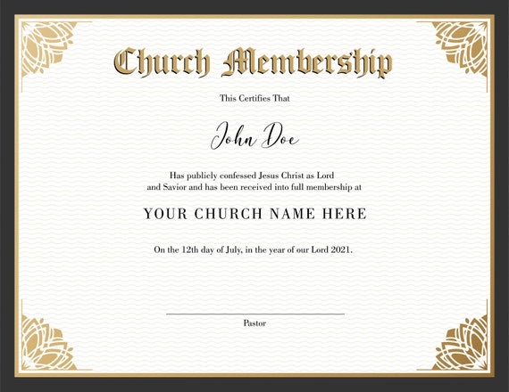 Plantilla editable de Certificado de Membresía de la Iglesia. - Etsy España Plantilla editable de Certificado de Membresía de la Iglesia. - Etsy España