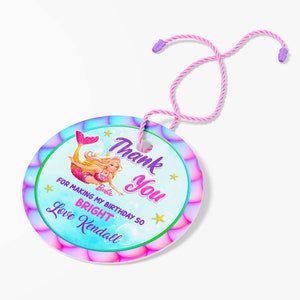 Editable Mermaid Birthday Bag Tag. Instant Download.