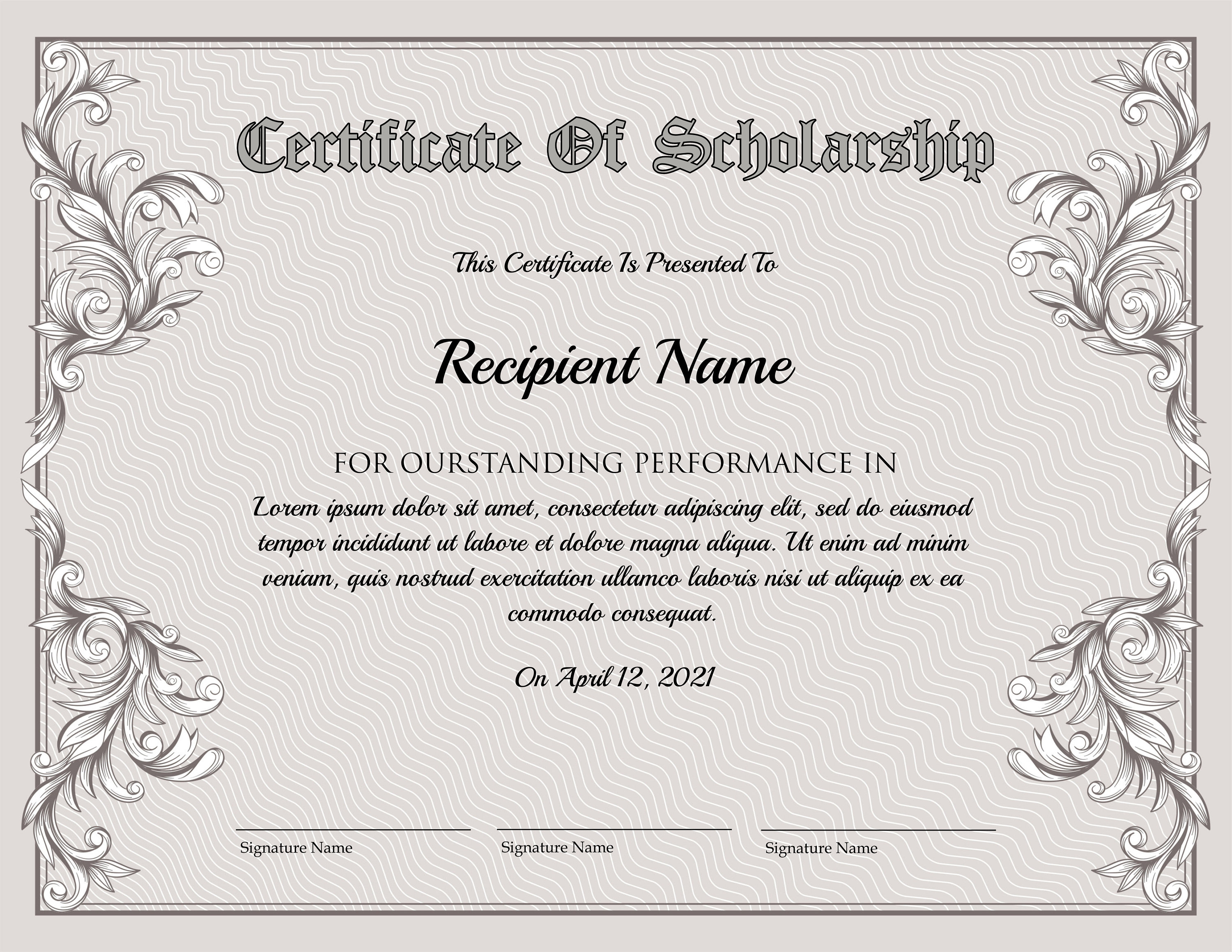 Editable Certificate of Scholarship Template. Printable Etsy