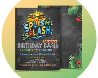 Water Slide Invitation. Water Slide Party Invitation. Water Slide Invite. Water Slide Birthday Invite. Water Slide.