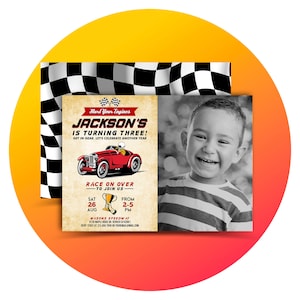 Racecar Birthday Invitation, EDITABLE Racecar Birthday Invite With Photo,  Race Car Party, Birthday, Raceway, Personalized, Printable