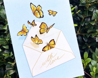 Butterflies Greetings Card - Multi Use Card - With Love -  thank you, anniversary, sympathy etc