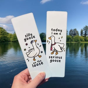Silly Goose Bookmark Set - Holographic Bookmarks, Serious Goose Gift, Goose Lover Gift, Funny Goose Gift, Animal Bookmarks, Kawaii Bookmarks