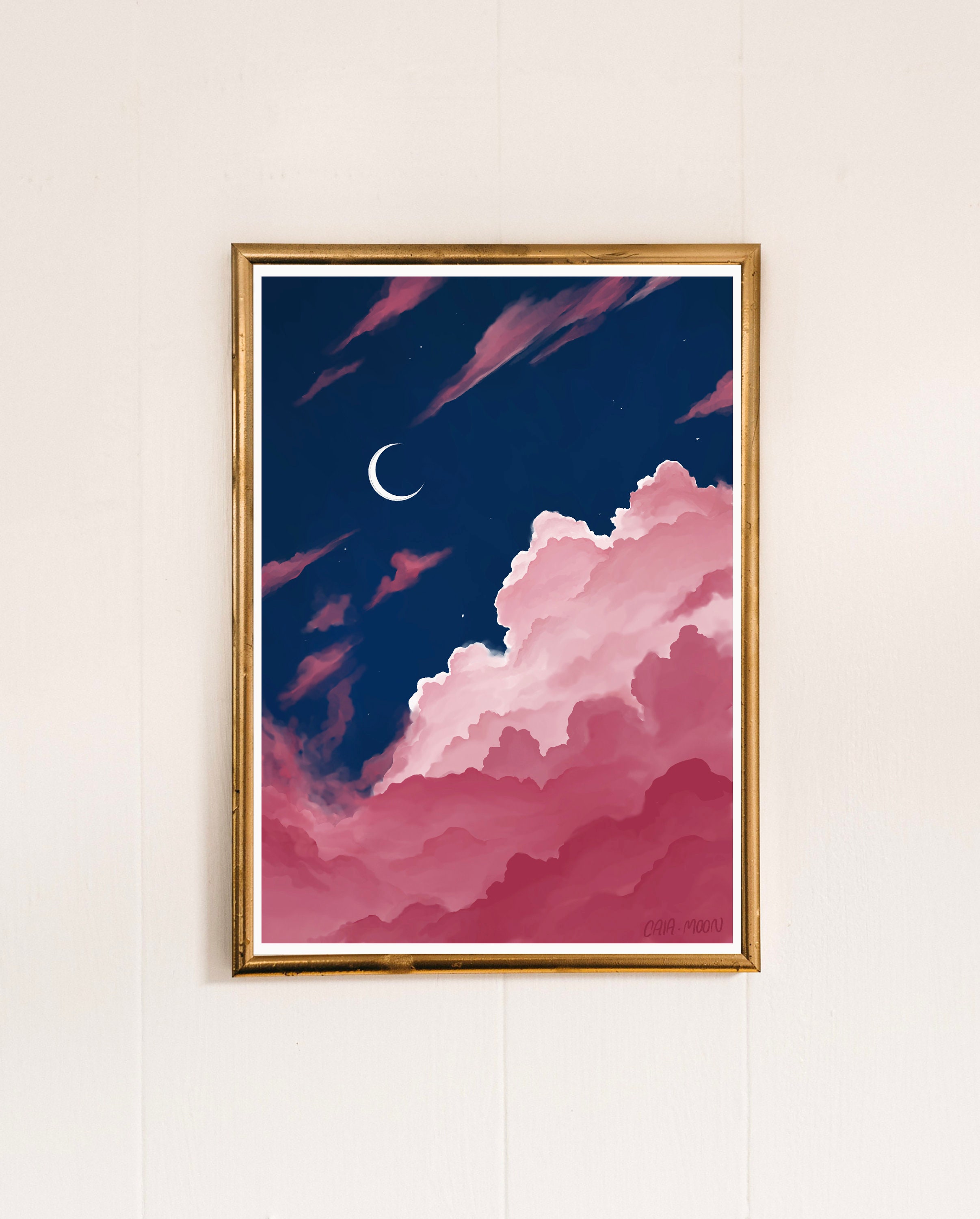 Pink Sunset Art Print, Acrylic Painting, Abstract Print, Landscape