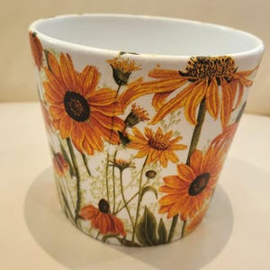 Hand Decorated Ceramic Flower Pot with Echinacea  Flower Design Unique Birthday/Anniversary/Mothers Day/Housewarming/Christmas Gift