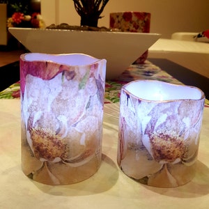 Set of  2 Hand Decorated Colour Changing Remote Controlled LED Candles  Home Decor Unique Birthday/Wedding/Housewarming/Christmas Gift -