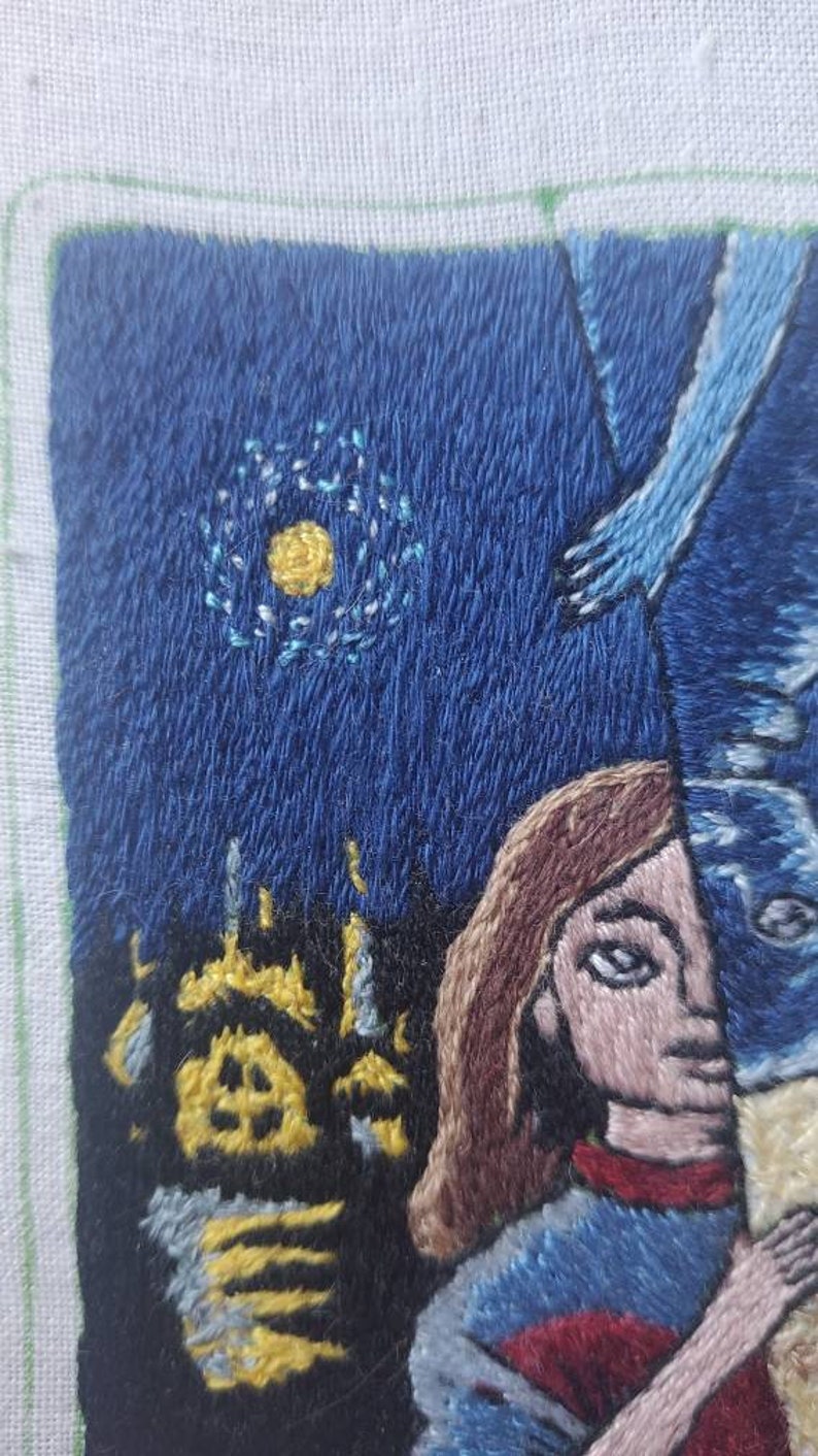 La Petite Fille carte du jeu Loup garou patch brodé main Etsy France