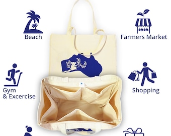 Multi Storage Compartment Large Heavy Duty Canvas Shopping Grocery