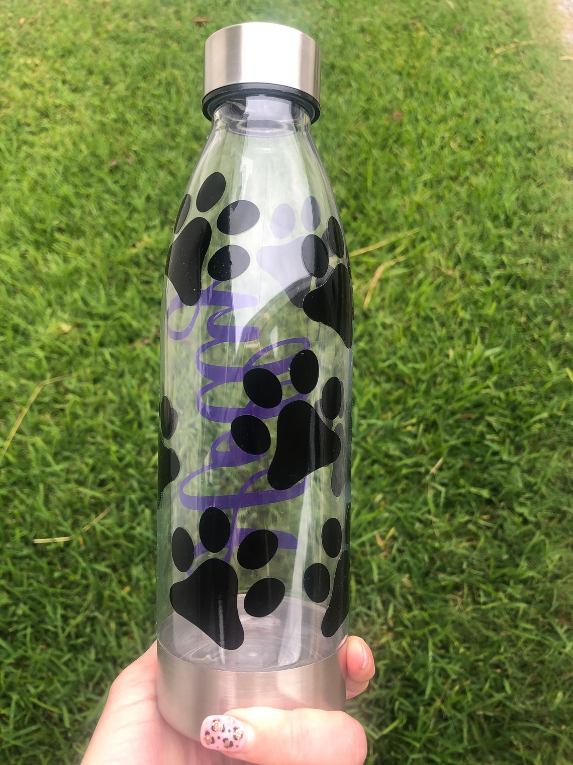 Custom Paw Print Water Bottle Etsy