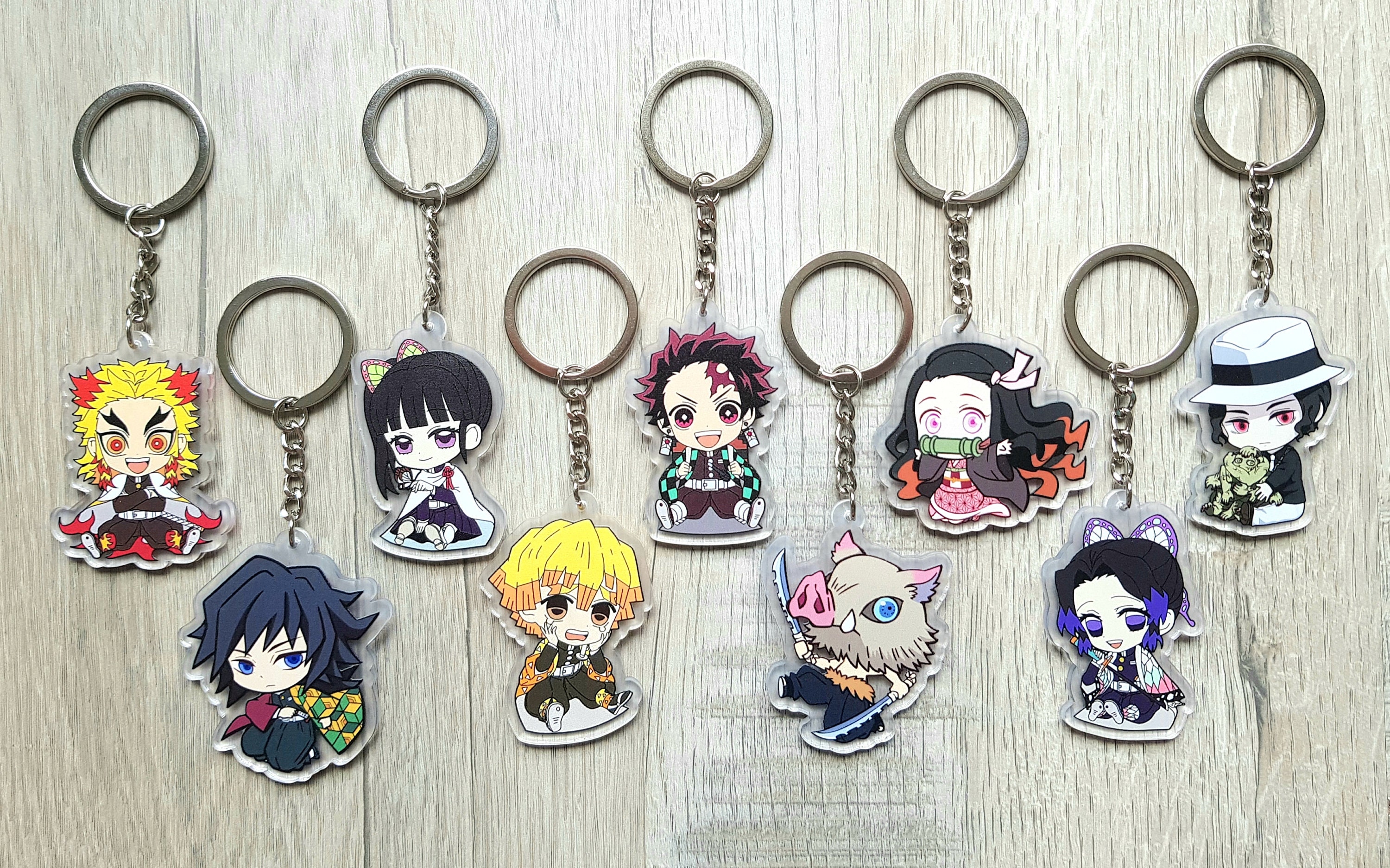 Demon Slayer Keychain Kochou Shinobu - Anime Acrylic Keyring keychains  Decor Pendant Hanging Ornament Anime Keychain