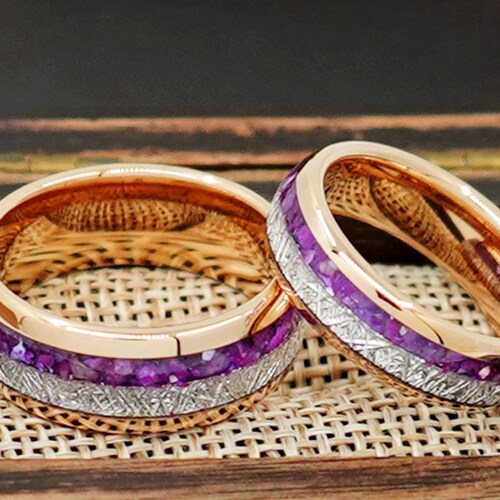 Mens Wedding Bands Purple Ring Matching Rings Set His and - Etsy