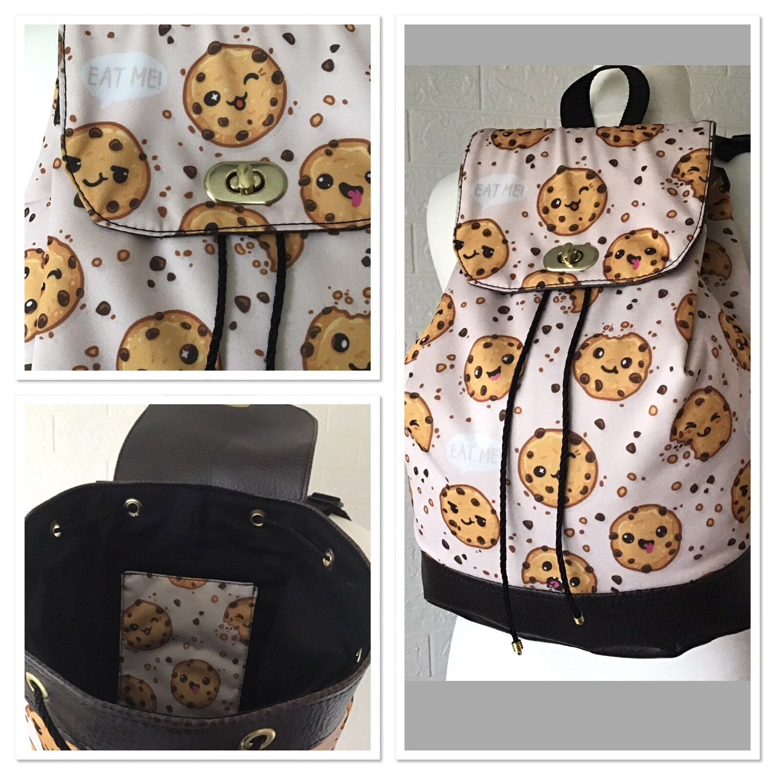 Childrens Cute Cookie Rucksack Backpack with Brown ECO Faux Etsy