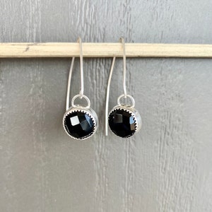 Black agate sterling silver earrings