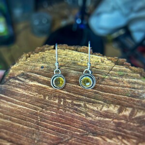 Sterling Silver Citrine Earrings, Dainty French Hook Earrings