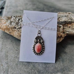 Pink conch shell sterling silver necklace