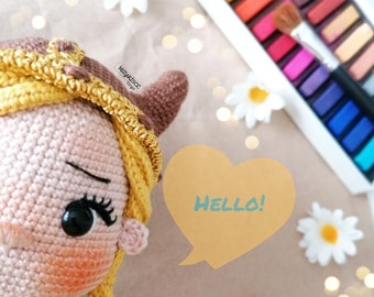 Eng Viking RUNA doll, amigurumi pattern, crochet doll pdf