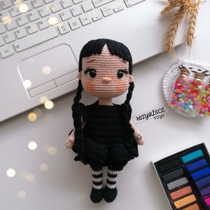 Wednesday Addams pdf English pattern, Miniature doll pattern, Wednesday, WEDNESDAY