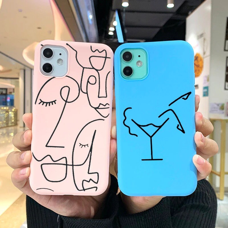 Abstract Geometric Line Art Phone Case For iPhone 11 12 Pro Etsy