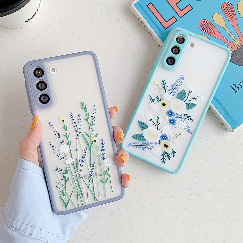 Floral Cute Art Flower Clear Samsung Phone Case For S21 Plus A52 A72 …