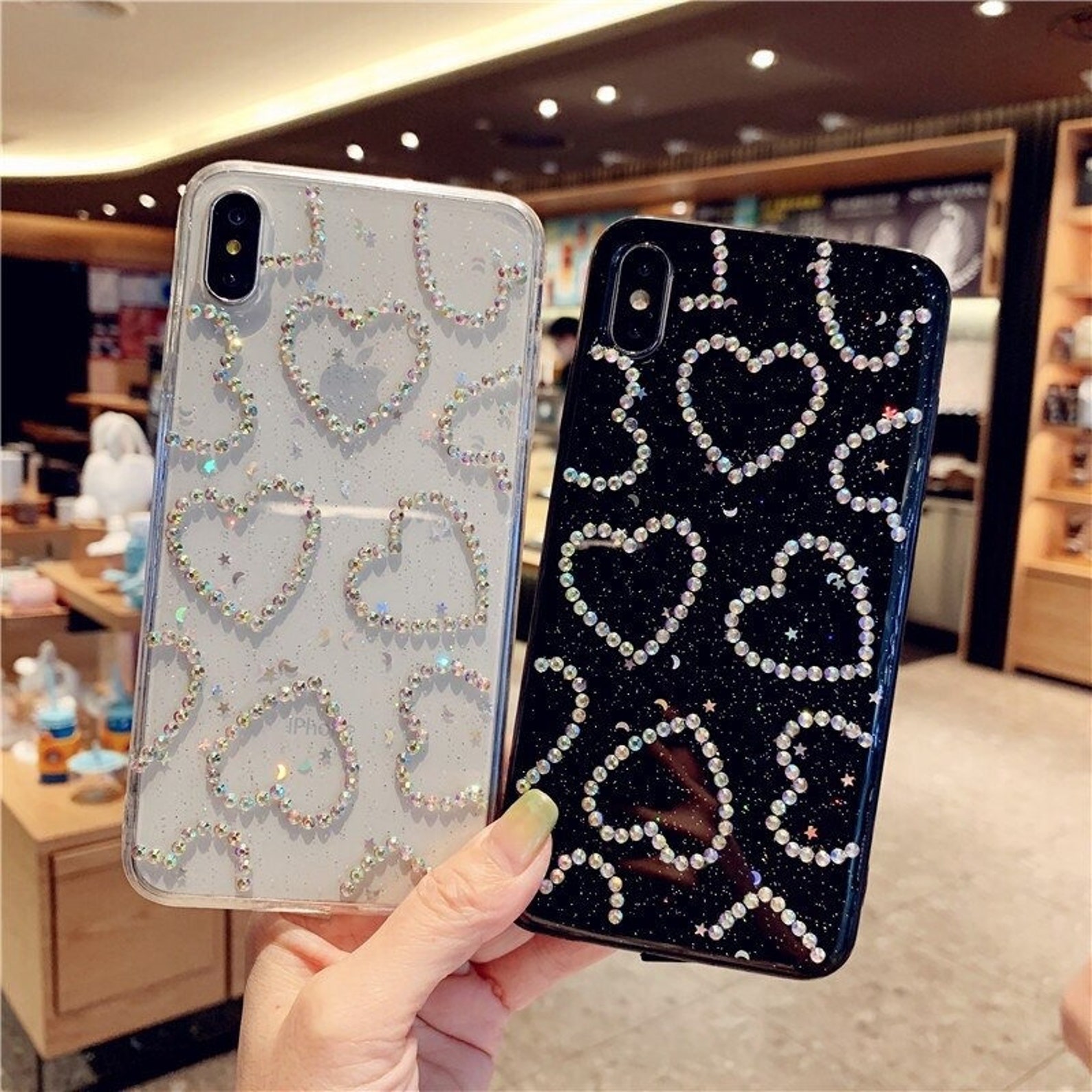 Cute Glitter Love Heart Rhinestone Phone Case For iPhone 12 11 Etsy