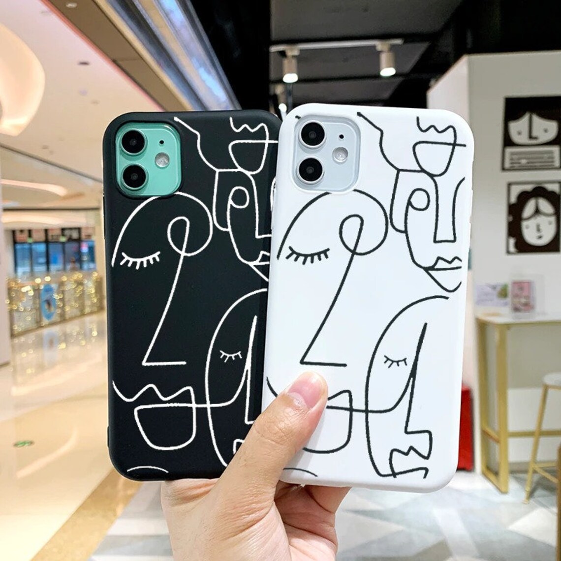 Abstract Geometric Line Art Phone Case For iPhone 11 12 Pro Etsy