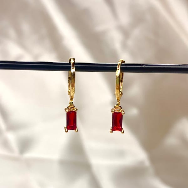 Red Jewel Earrings Etsy