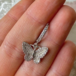 Silver Deluxe Butterfly Earrings, Huggie Hoops, Silver Earrings, Butterfly Earrings, Hoop Earrings, Jewellery Gift, Tarnish Free Gift