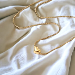 Gold Heart Pendant Necklace, Stainless Steel Heart Necklace, Waterproof Necklace, Heart Charm Necklace, Gift For Her, Anniversary Gift