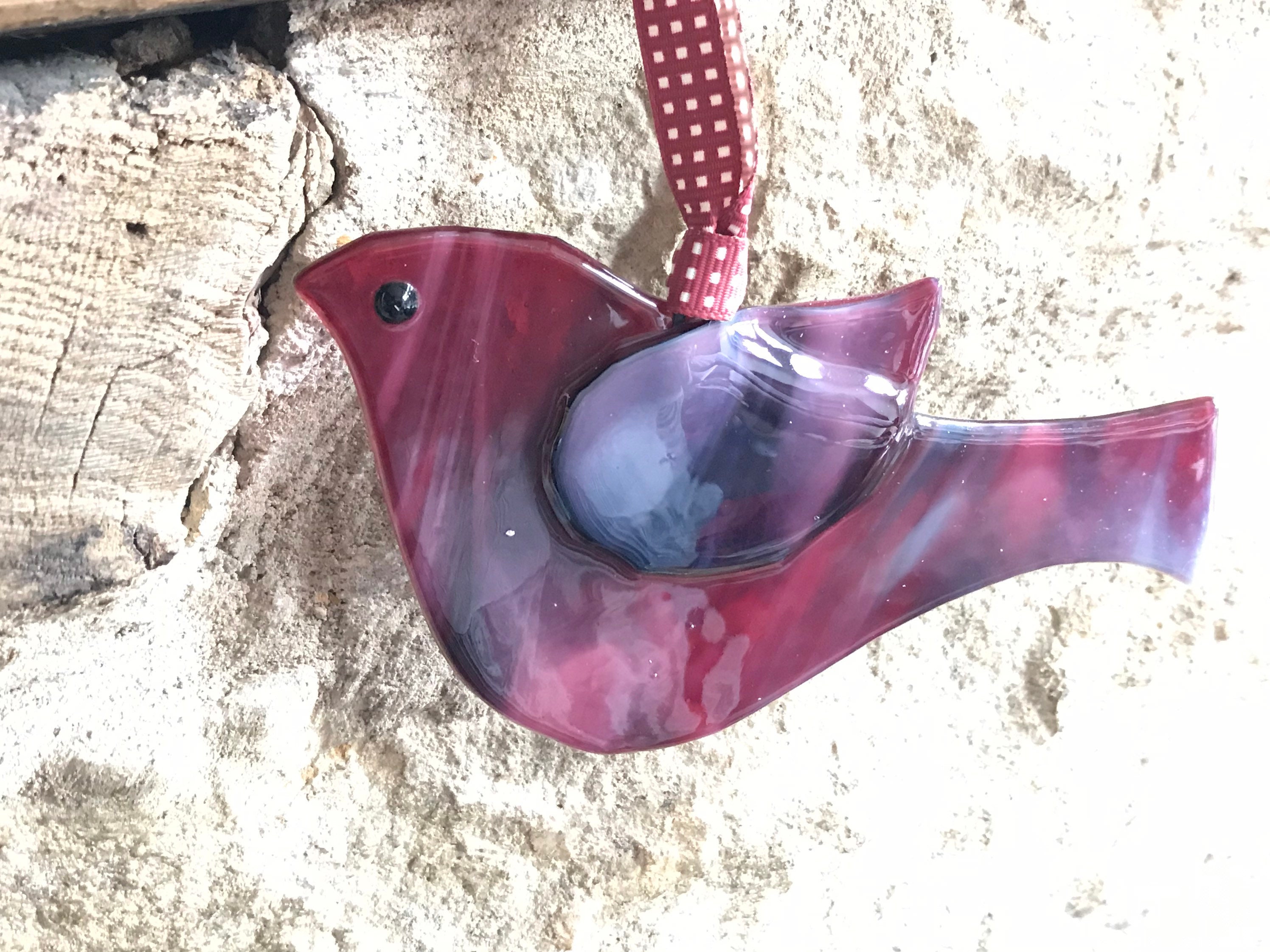 Fused Glass Bird Etsy