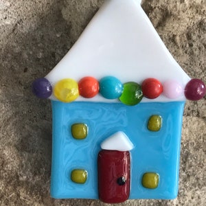 Fused Glass Gingerbread House Christmas Decoration