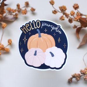 Hello Pumpkin Kürbis Sticker dunkelblau | Herbst Aufkleber Journal, Kürbis Aufkleber, Laptop Sticker Hello Pumpkin