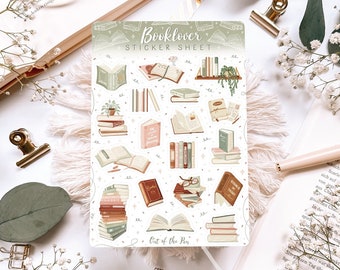 Sticker Sheet Booklover, Sticker Sheet Books, Stickers for Book Journal, Reading Journal Stickers, Bookish Stickers for Booklovers