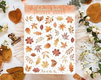 Sticker Sheet Autumn Leaves, Autumn Sticker Sheet, Journal Sticker Fall, Seasonal Stickers for Planners