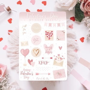 Hoja de pegatinas para San Valentín, pegatinas para diario, pegatinas decorativas bonitas, pegatinas para calendario, pegatinas para enamorados