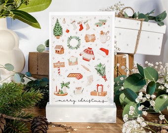 Kerstkunstprint "Merry Christmas", Kerstprint 10x15, Kerstkunstprint, Kerstillustratie voor fotolijsten