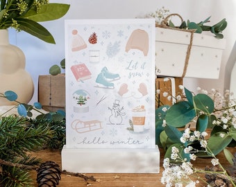 Kunstprint winter, print 10x15, kunstprint winter, kerstillustratie voor fotolijsten