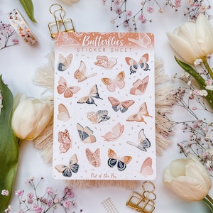 Stickervel Vlinders oranje, Stickervel Vlinders Journal, Stickervel Vlinders, Planner Stickervel Lente